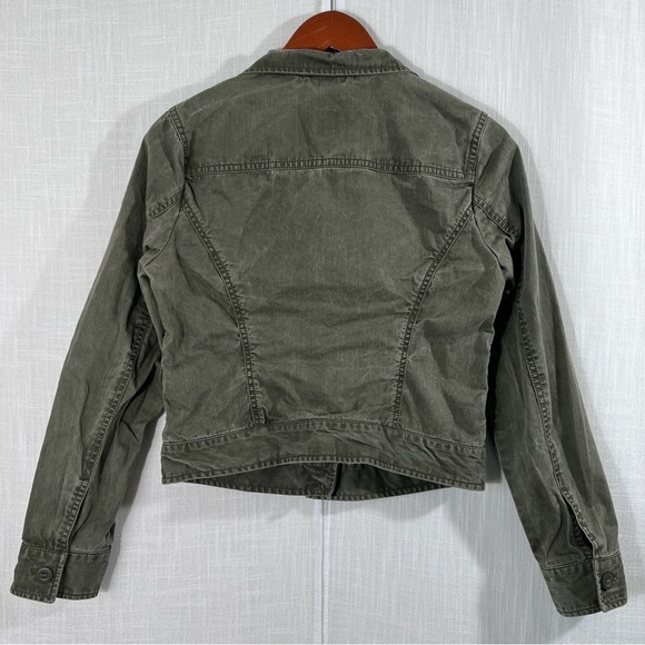 Gap Olive Green Cropped Utility Military Jacket Coat Blazer Size 8 - Picture 8 of 12